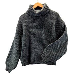 Old Navy Cowl Neck Pullover Sweather Gray M Textured Career Casual School Preppy